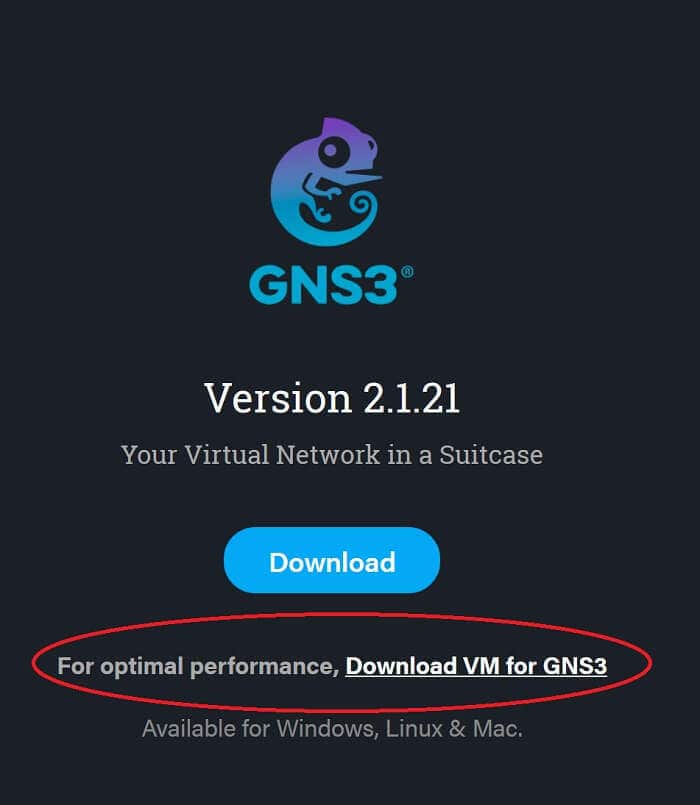 Użycie GNS3 VM jest zalecane